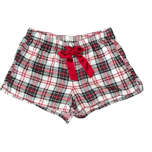Hollister Other - Hollister Sleep Plaid Women's M PJ Shorts with Red Satin Bow Holiday Festive
